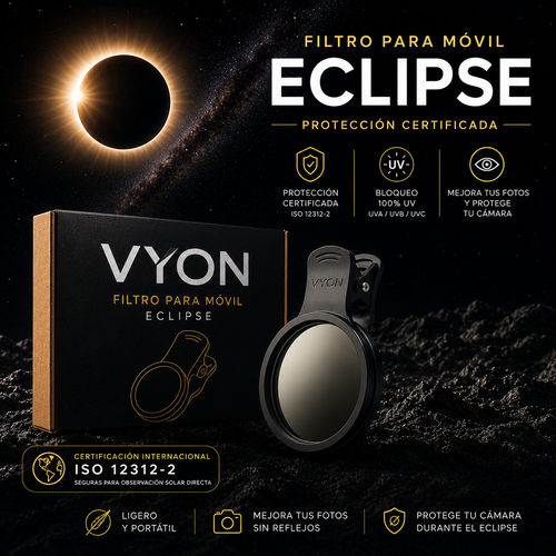 Pack Filtro Eclipse Solar para Móvil con Clip – Protección para Cámara